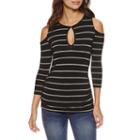 Bisou Bisou Draped Cold Shoulder Shirred Top