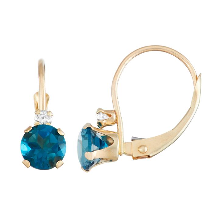 Blue Blue Topaz 10k Gold Drop Earrings