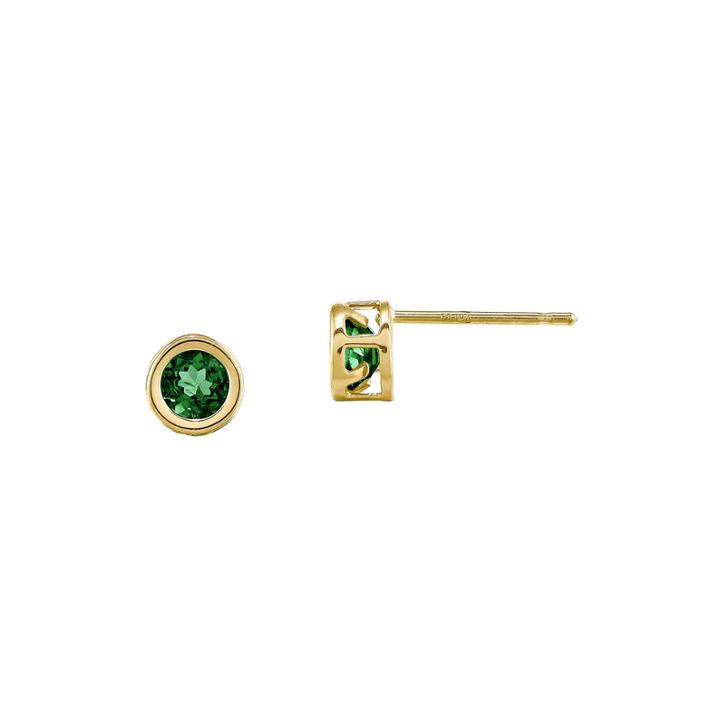Genuine Emerald 14k Yellow Gold Stud Earrings