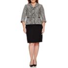 Isabella Long-sleeve Leopard-print Skirt Suit Set - Plus