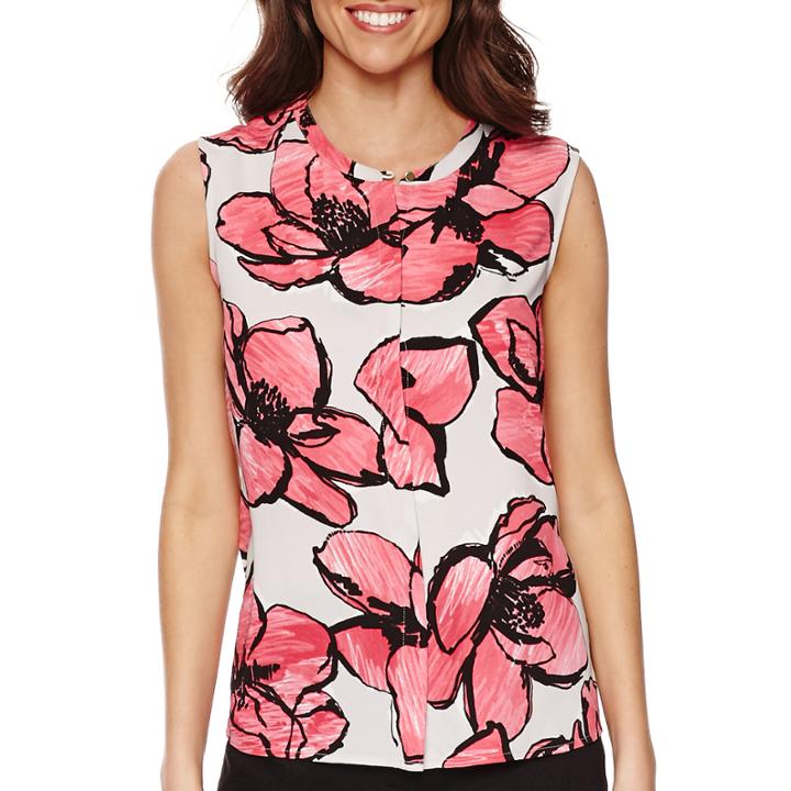 Liz Claiborne Sleeveless Floral Back Peplum Blouse