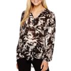 I Jeans By Buffalo Long-sleeve Tie-front Print Top