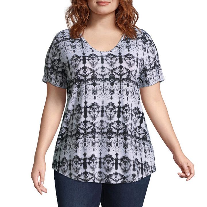 Boutique + Short Sleeve V Neck T-shirt - Plus