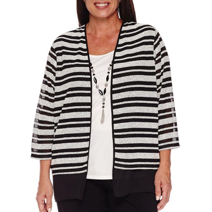 Alfred Dunner Wrap It Up 3/4 Sleeve Layered Top Plus