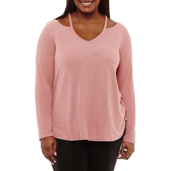 Arizona Soft Cut Out Neckline Top- Juniors Plus