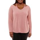 Arizona Soft Cut Out Neckline Top- Juniors Plus