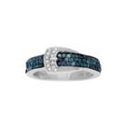 3/4 Ct. T.w. White & Color-enhanced Blue Diamond Sterling Silver Belt Ring