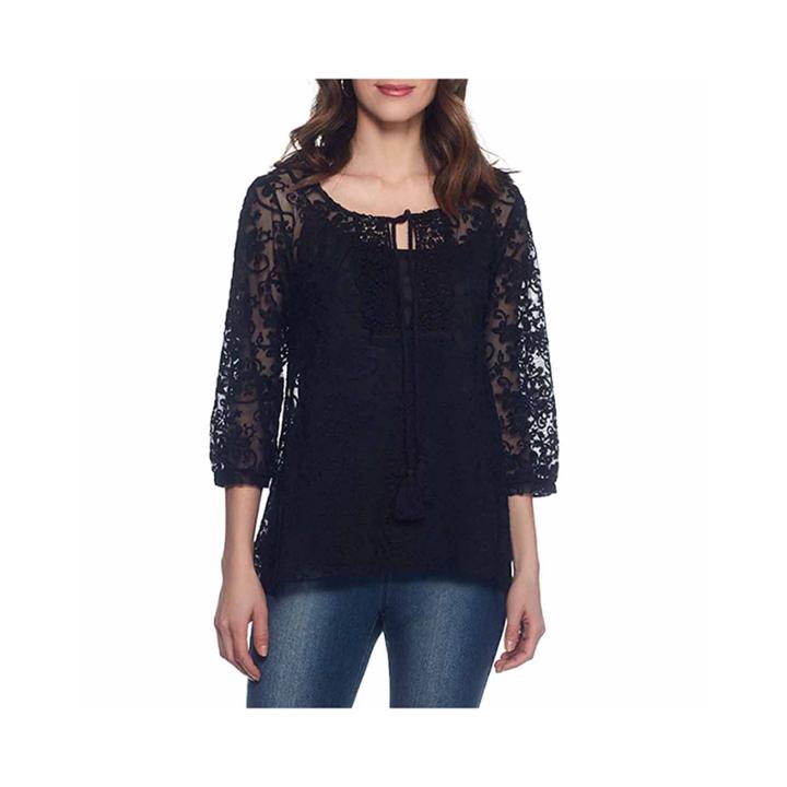 Skyes The Limit Stl Skyes Sonoma Valley 3/4 Sleeve Balloon Sleeve Peasant Top Plus