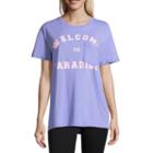 Flirtitude Short Sleeve Welcome To Paradise Oversized Graphic Tee - Juniors