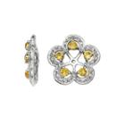Diamond Accent And Heat-treated Yellow Citrine Earring Jackets