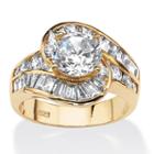 Diamonart Womens 4 3/4 Ct. T.w. Round White Cubic Zirconia 14k Gold Over Silver Engagement Ring