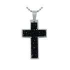 Mens Leather Stainless Steel Cross Pendant