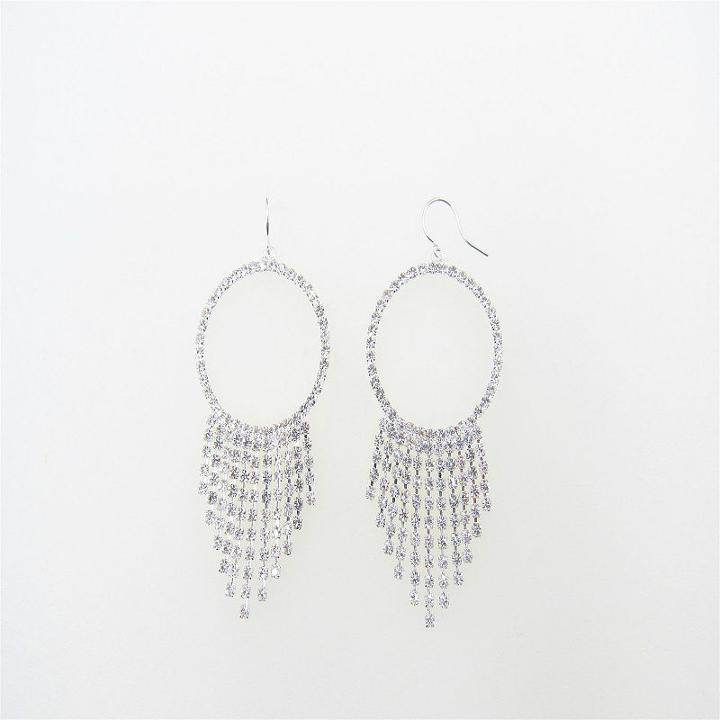 Vieste Rosa Clear Brass 2 3/4 Inch Hoop Earrings