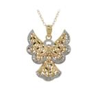 Diamond-accent 10k Two-tone Gold Angel Pendant Necklace