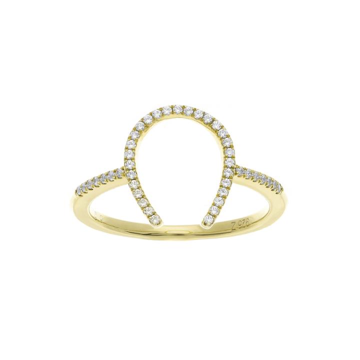 1/7 Ct. T.w. Diamond 10k Yellow Gold Over Sterling Silver Horseshoe Ring