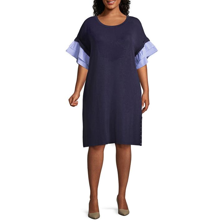 Spense Short Sleeve Shift Dress - Plus