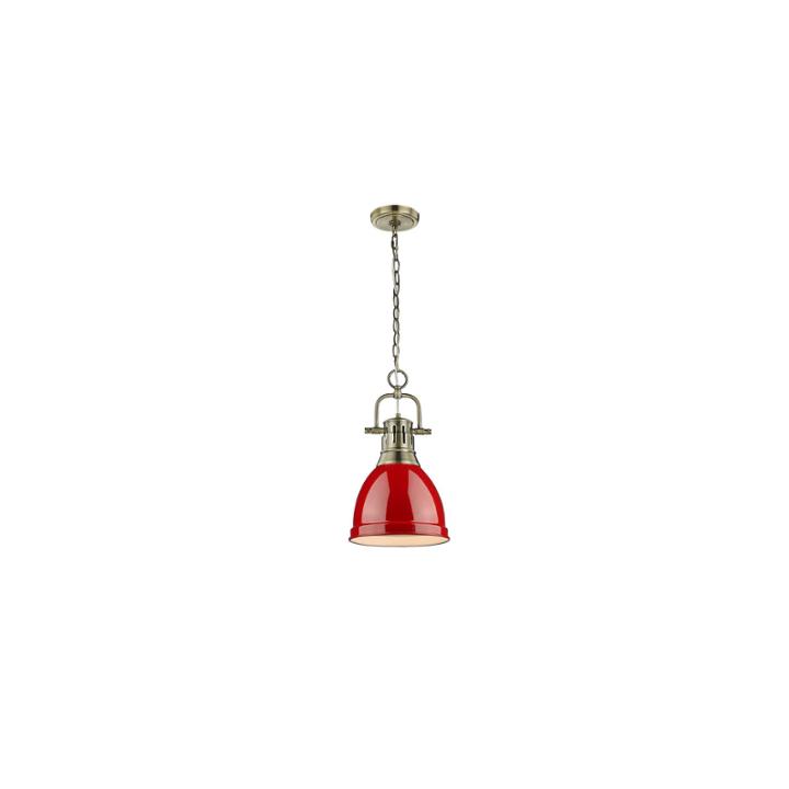 Duncan Small Pendant With Chain In Aged Brass