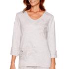 Alfred Dunner Cape Hatteras 3/4-sleeve Embroidered Top