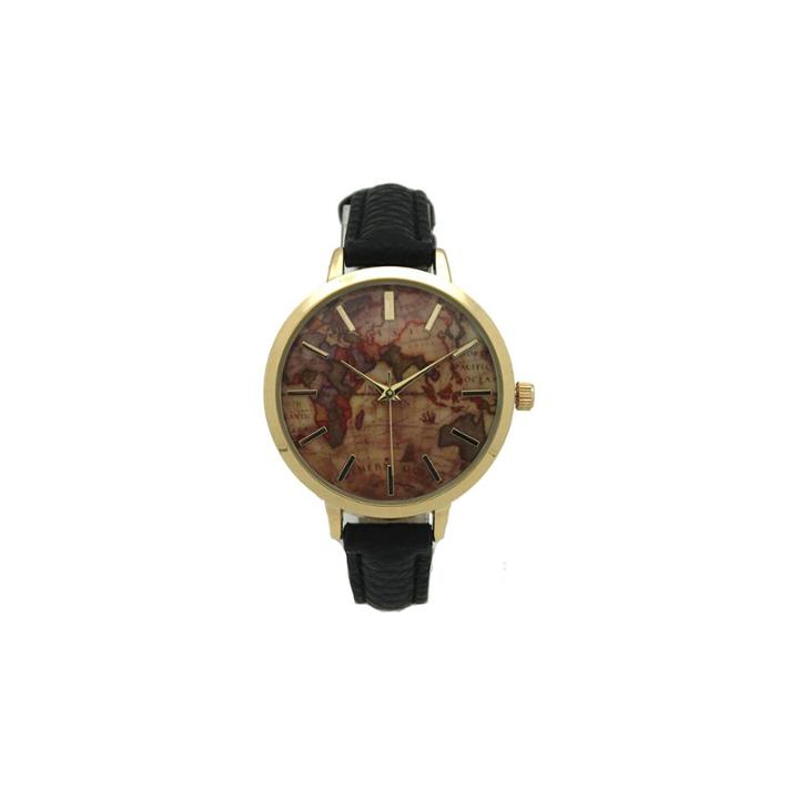 Olivia Pratt Southern Hemisphere Map Womens Black Strap Watch-a917470black
