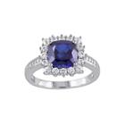 Lab-created Blue Sapphire And Diamond-accent Sterling Silver Ring