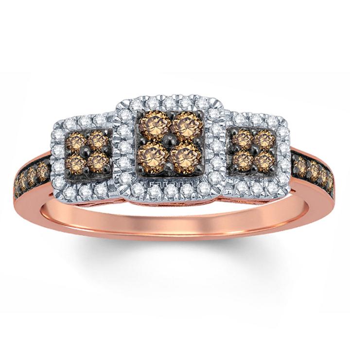 Womens 1 Ct. T.w. Genuine Round White Diamond 10k Gold Engagement Ring