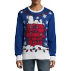 Novelty Season Crew Neck Long Sleeve Peanuts Cotton Blend Pullover Sweater