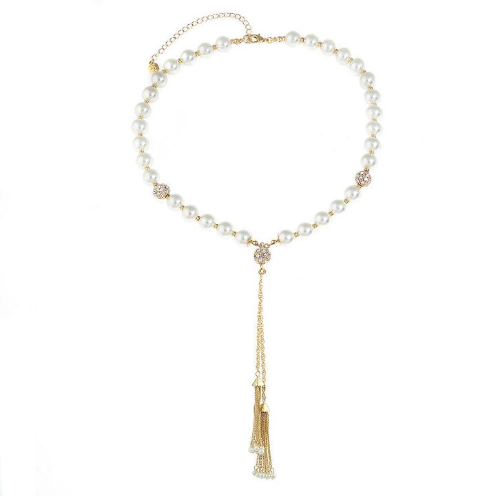 Monet Jewelry Womens Clear Simulated Pearls Y Necklace