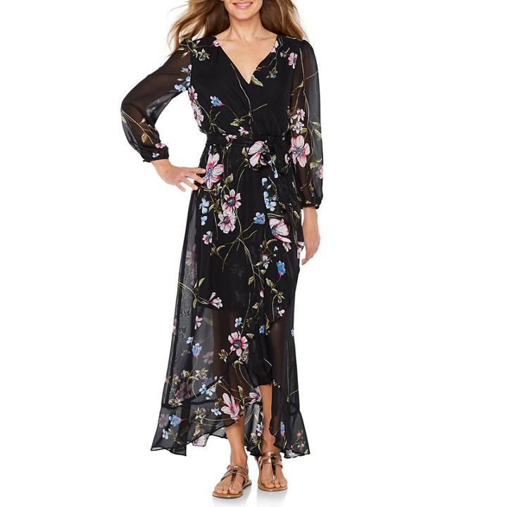 Tw Steel Long Sleeve Floral Maxi Dress