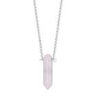 Bridge Jewelry Womens Pink Silver Over Brass Pendant Necklace