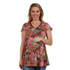24seven Comfort Apparel Coco Multicolor Maternitytunic Top