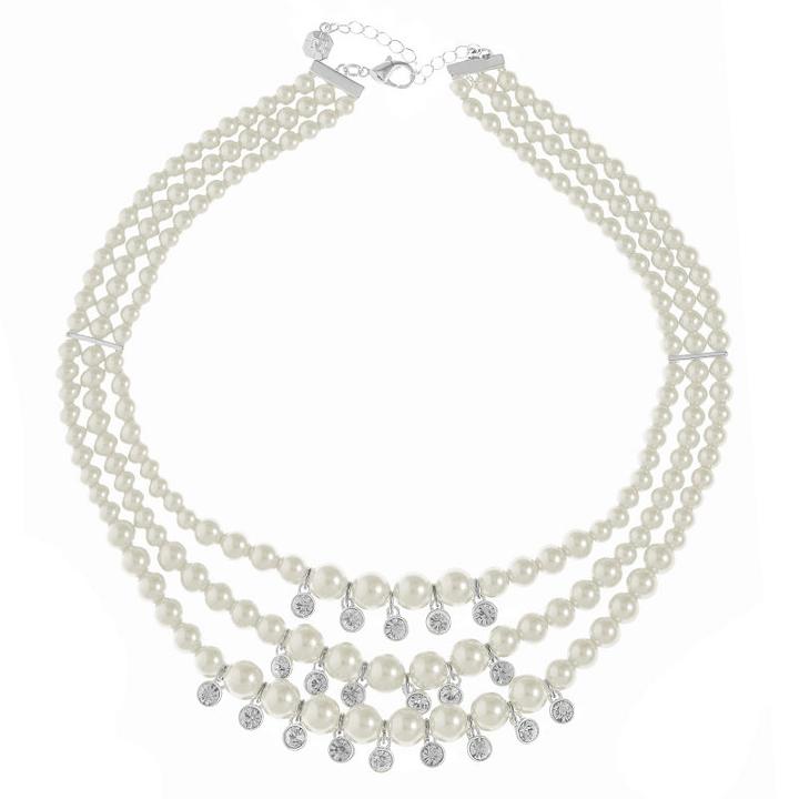Monet Jewelry Womens Clear Simulated Pearls Strand Necklace