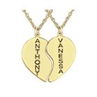 Personalized 14k Gold Over Silver Couple's Name Heart Pendant Necklaces