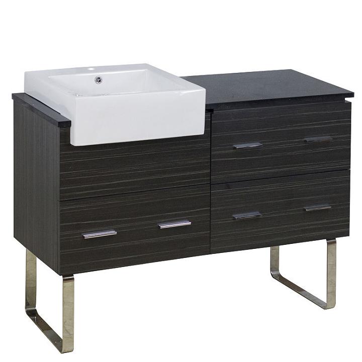 48.75-in. W Floor Mount Dawn Grey Vanity Set For 1hole Drilling Black Galaxy Top