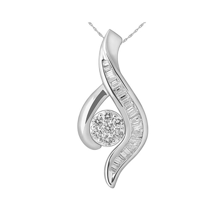 Diamond Blossom 1/2 Ct. T.w. Diamond 10k White Gold Swirl Pendant Necklace
