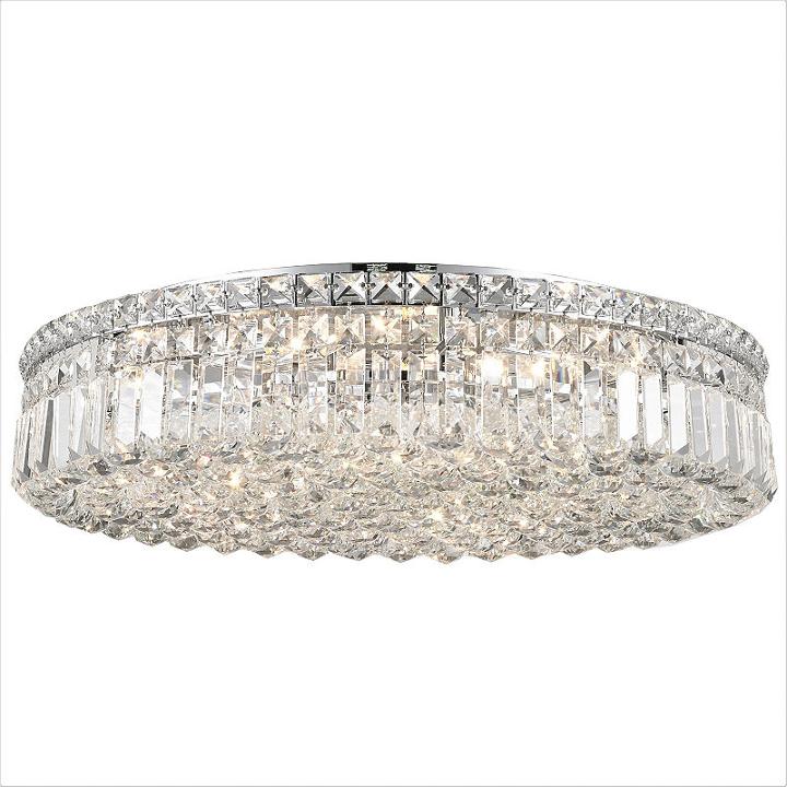 Cascade Collection 9 Light 5.5 Round Extra Largechrome Finish And Clear Crystal Flush Mount Ceiling Light