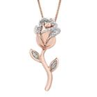 Enchanted Disney Fine Jewelry Womens 1/10 Ct. T.w. Genuine White Diamond Sterling Silver Flower Beauty And The Beast Pendant Necklace