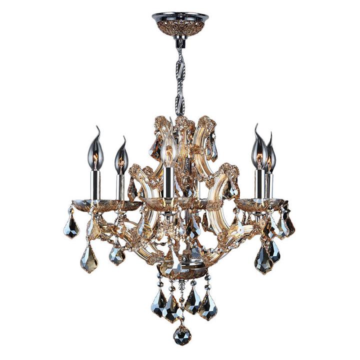 Lyre Collection 6 Light Chrome Finish And Crystal Chandelier