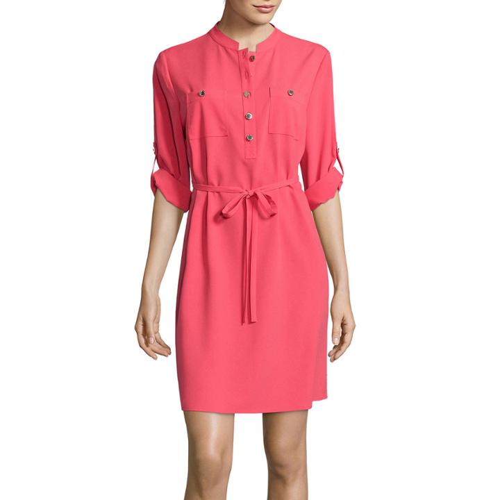 Liz Claiborne 3/4-sleeve Belted Shirt Dress