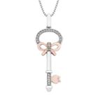 Enchanted Disney Fine Jewelry Womens 1/10 Ct. T.w. Genuine White Diamond Keys Snow White Pendant Necklace