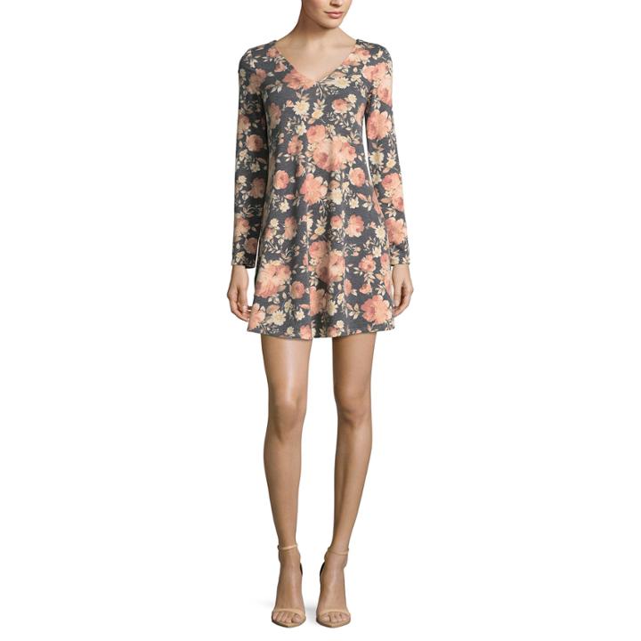 By & By Long Sleeve Skater Dress-juniors