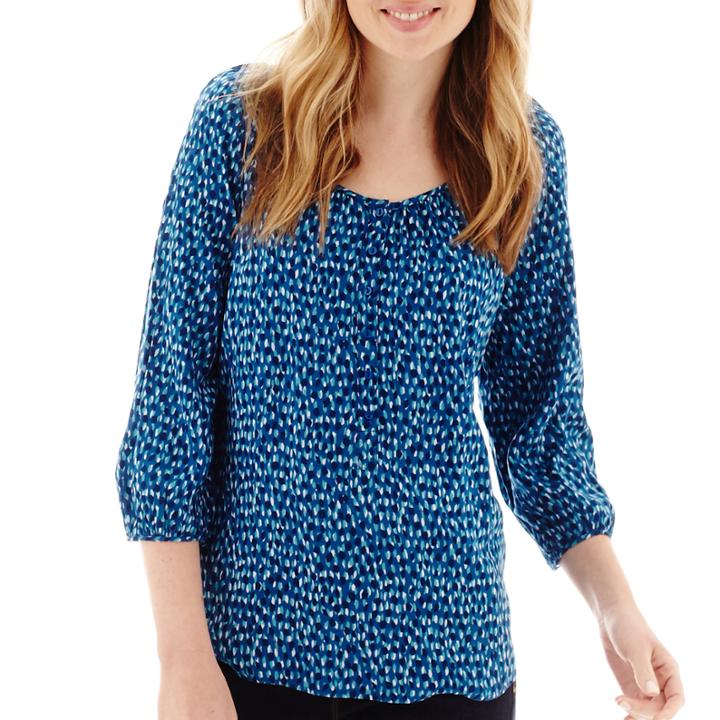 St. John's Bay 3/4-sleeve Popover Peasant Top