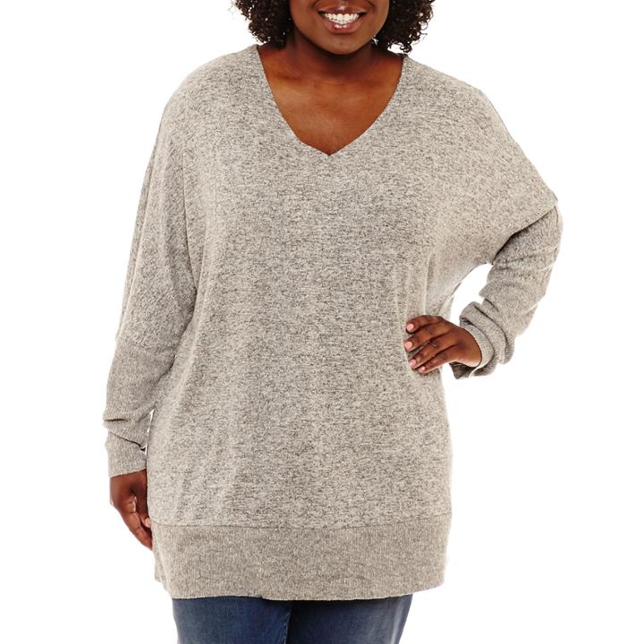 Boutique + Bar Back Sweater Tunic Top Plus