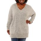 Boutique + Bar Back Sweater Tunic Top Plus