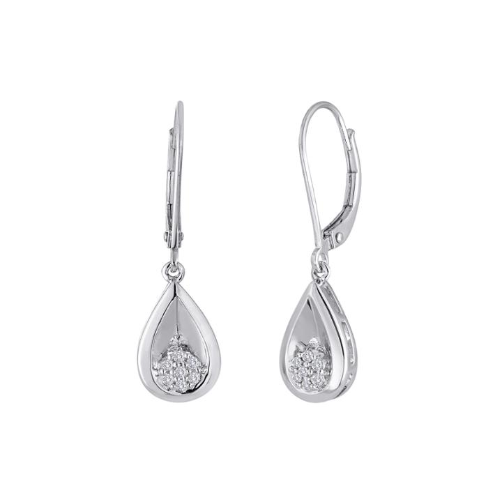 Diamond Blossom 1/10 Ct. T.w. Diamond Cluster Sterling Silver Teardrop Earrings