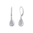 Diamond Blossom 1/10 Ct. T.w. Diamond Cluster Sterling Silver Teardrop Earrings