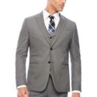 J.ferrar Stretch Gray Sharkskin Slim Fit Suit Jacket