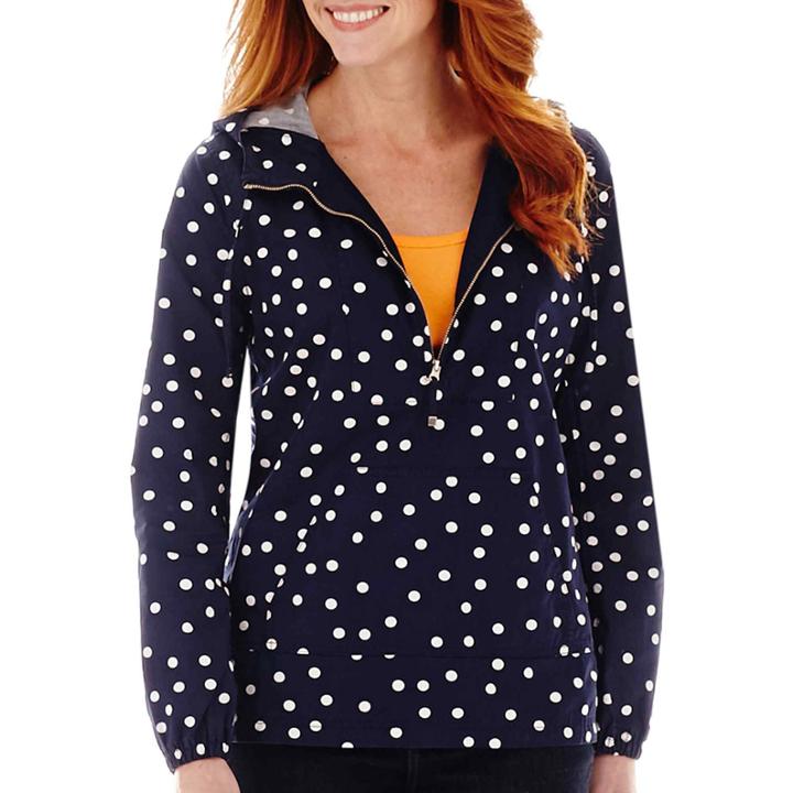 St. John's Bay Polka Dot Popover Anorak Jacket- Petite