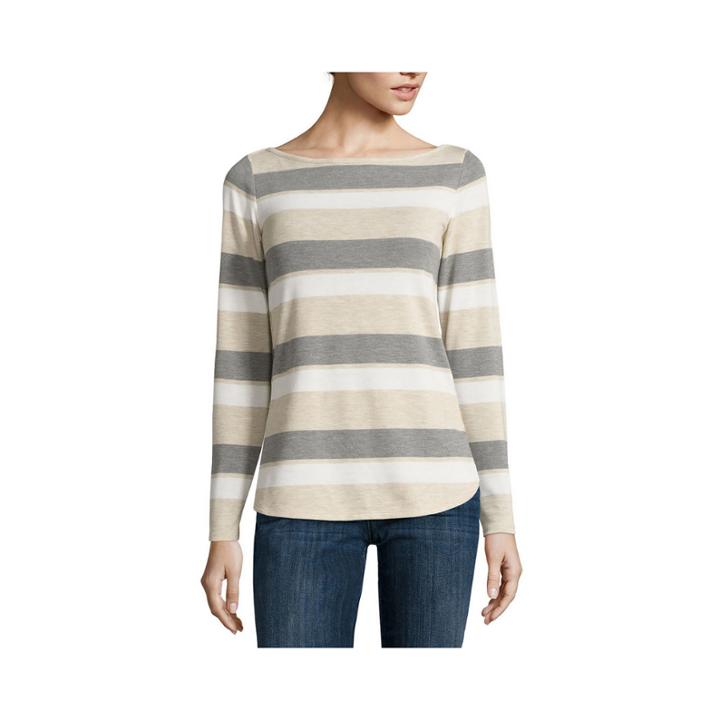 Liz Claiborne Long-sleeve Envelope-hem Stripe Top