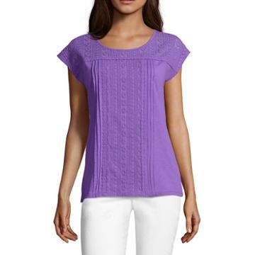 89th & Madison Short Sleeve Scoop Neck T-shirt-womens