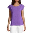 89th & Madison Short Sleeve Scoop Neck T-shirt-womens